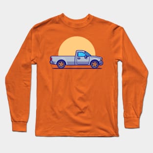 Pick Up Car Cartoon Illustration Long Sleeve T-Shirt